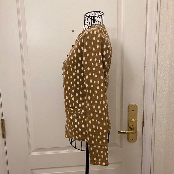 Vintage Iceberg Tan and Cream Doe Animal Print Cardigan Shell Set Size X-Small - Picture 3 of 8